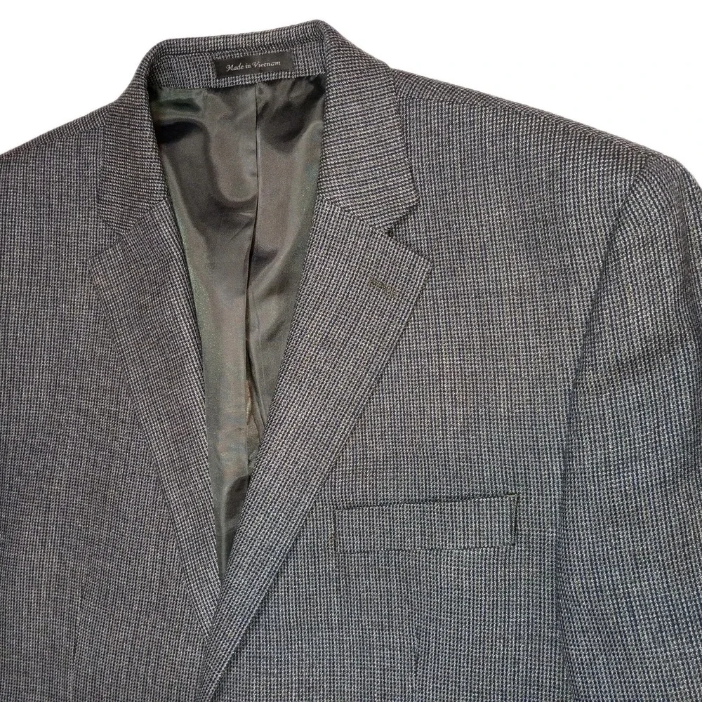 CHAPS Ralph Lauren Grey Tweed Wool Check Blazer Coat Men's 46R‎ Academia Office